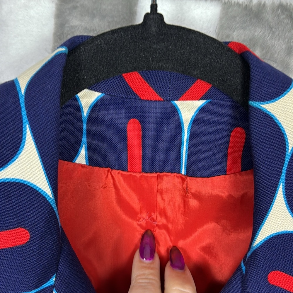 Retro blazer Mod 70βs Vintage union made ILGWU XS cropped white/blue/orange/red - Picture 4 of 8
